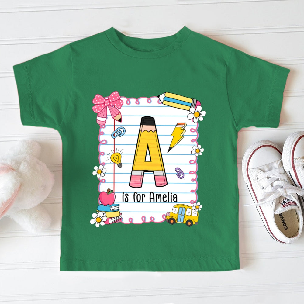 Personalized Name A Is For Amelia  Funny Toddler T-shirts