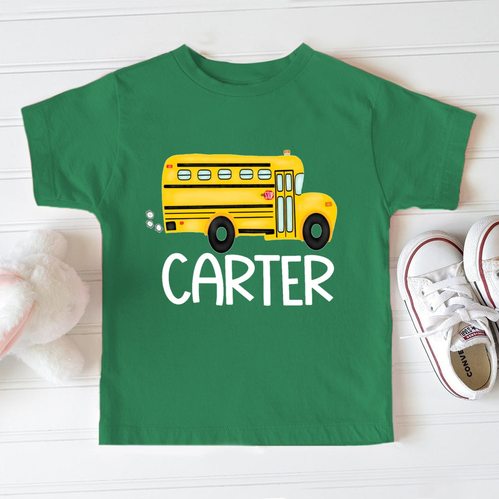 Personalized Name School Bus Funny Toddler T-shirts
