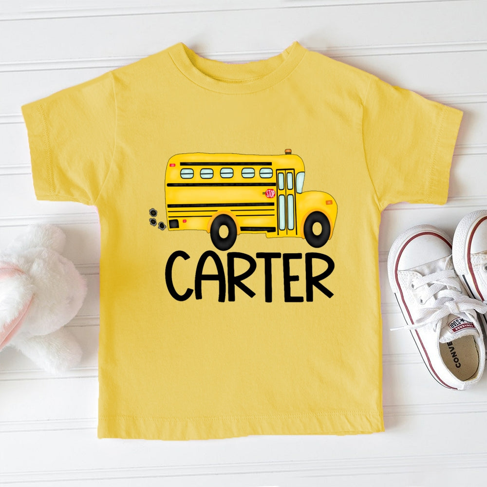 Personalized Name School Bus Funny Toddler T-shirts