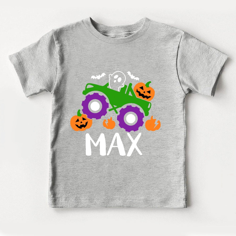 Personalized Name Halloween pumpkin cart Toddler T-shirts