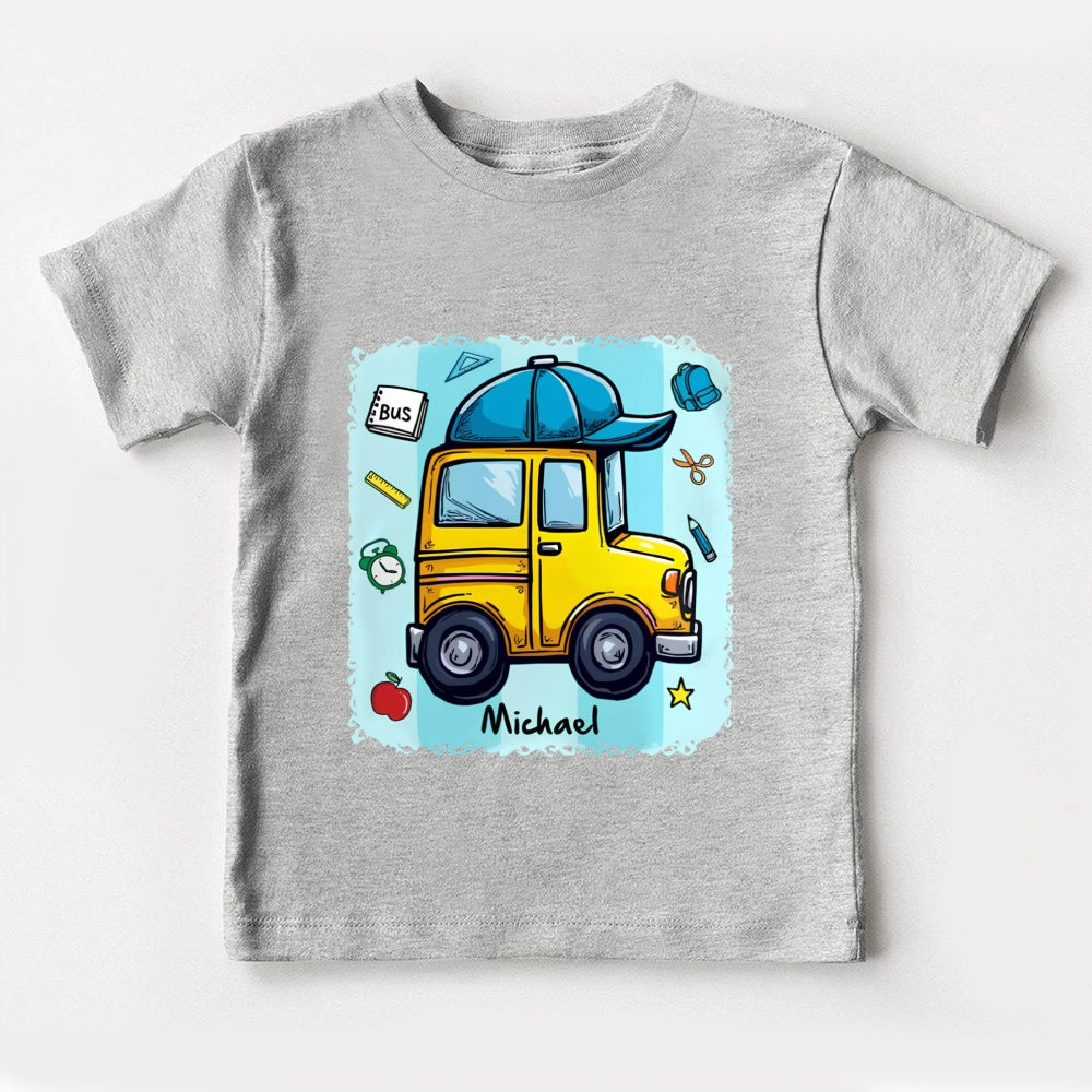 Personalized Name Cute School Bus Toddler T-shirts