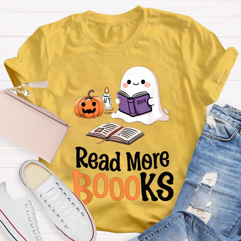 Read More Books Little Ghost Reading Funny Halloween T-shirt