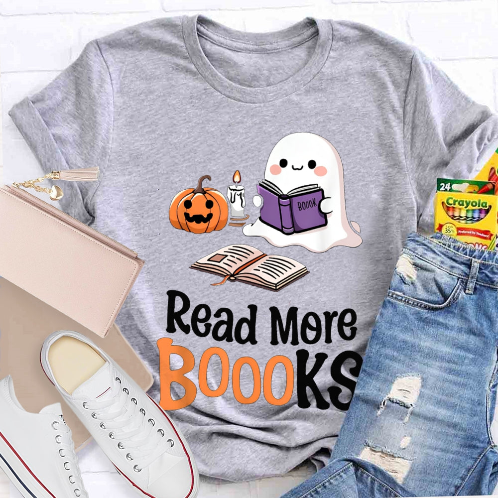 Read More Books Little Ghost Reading Funny Halloween T-shirt
