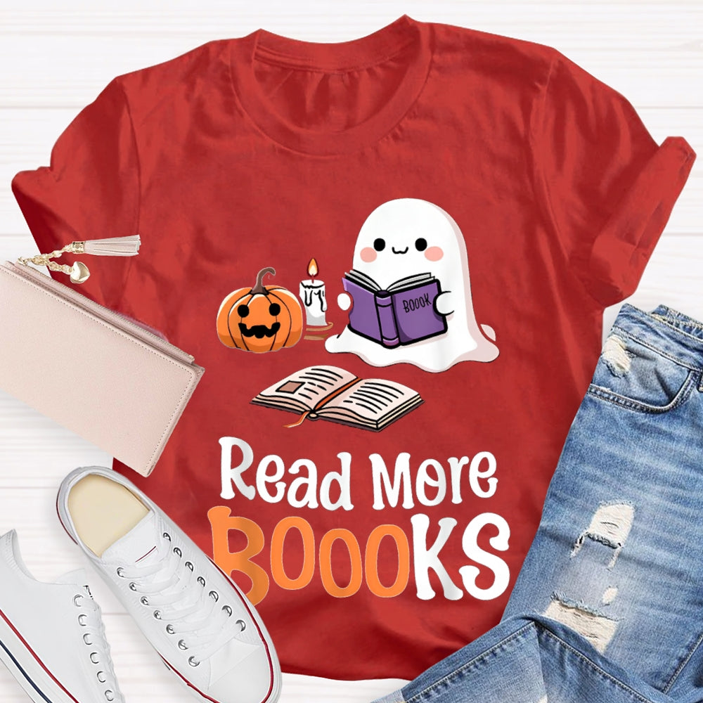 Read More Books Little Ghost Reading Funny Halloween T-shirt