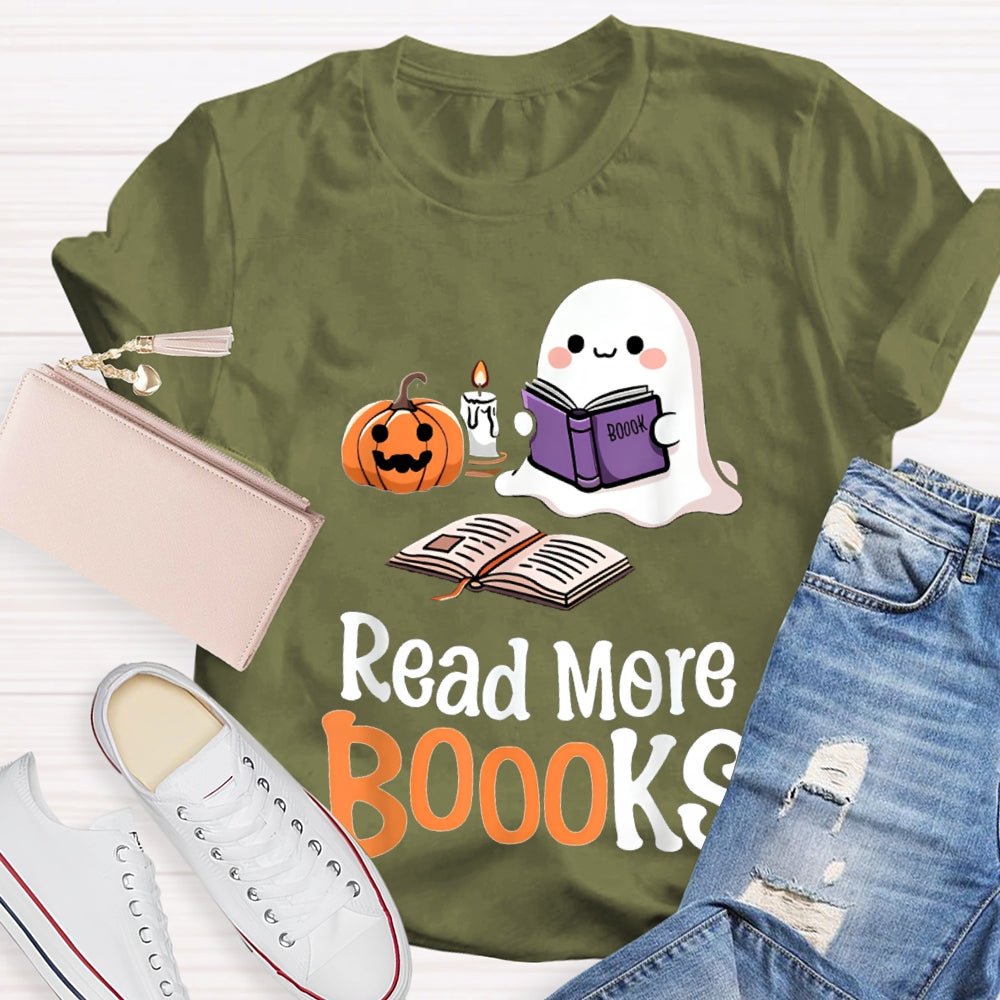Read More Books Little Ghost Reading Funny Halloween T-shirt