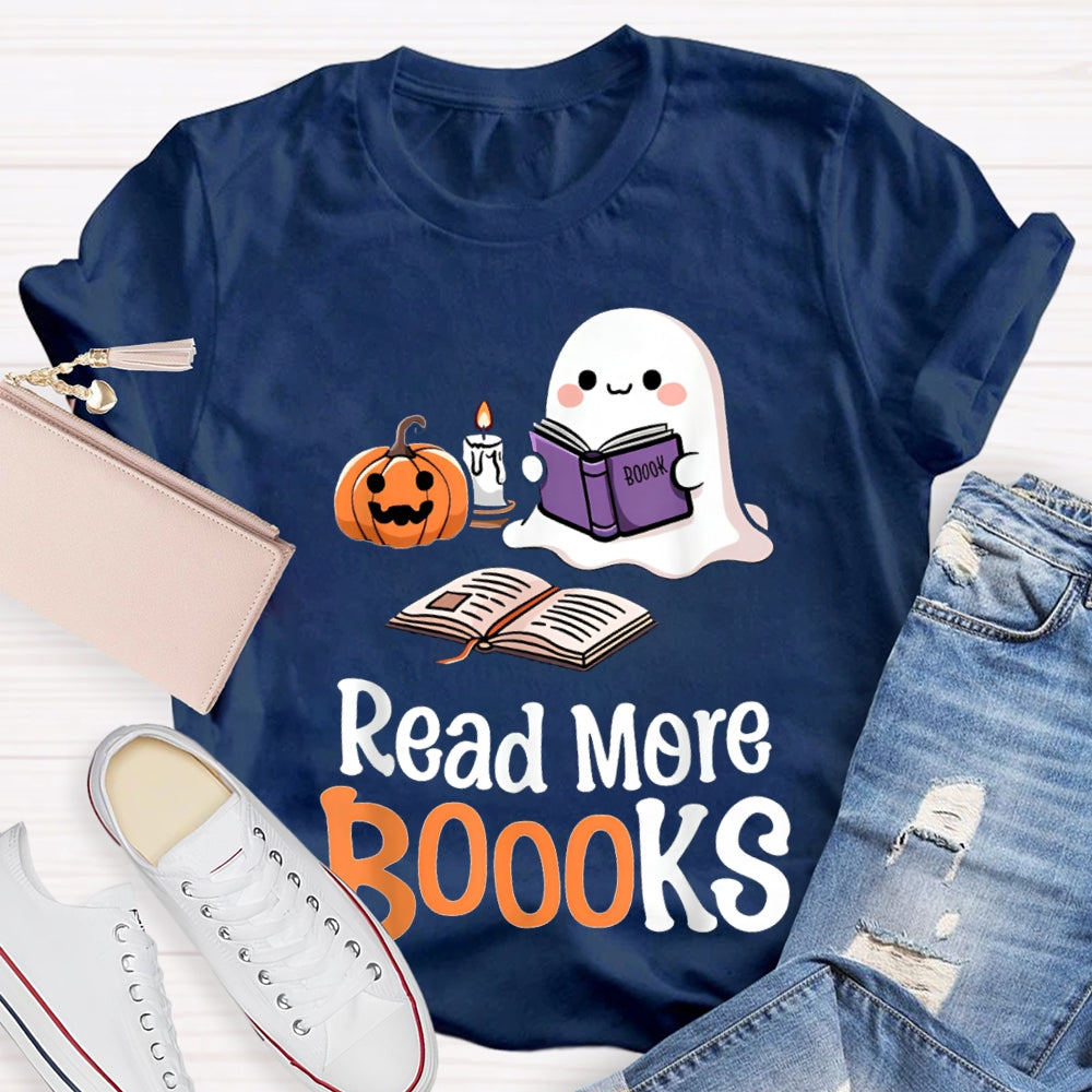 Read More Books Little Ghost Reading Funny Halloween T-shirt