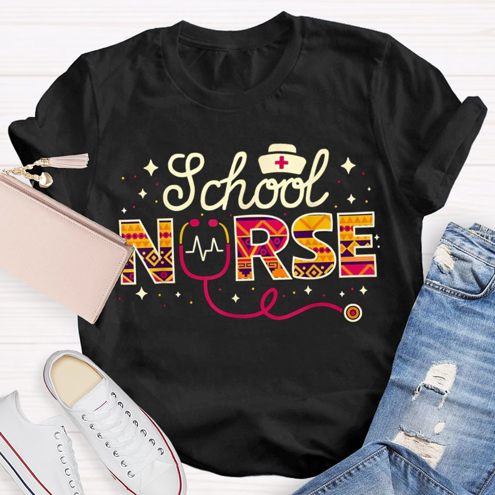School Nurse Nurse Hat And Stethoscope T-shirt
