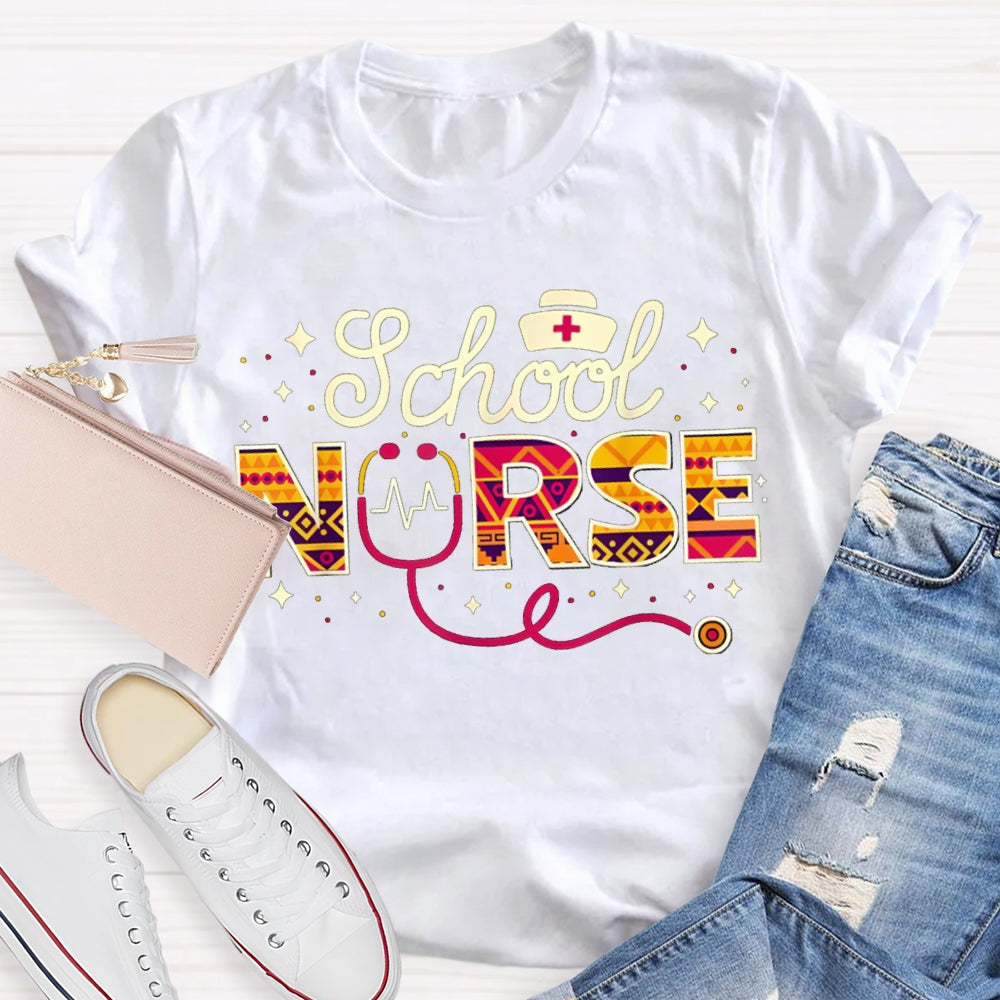 School Nurse Nurse Hat And Stethoscope T-shirt