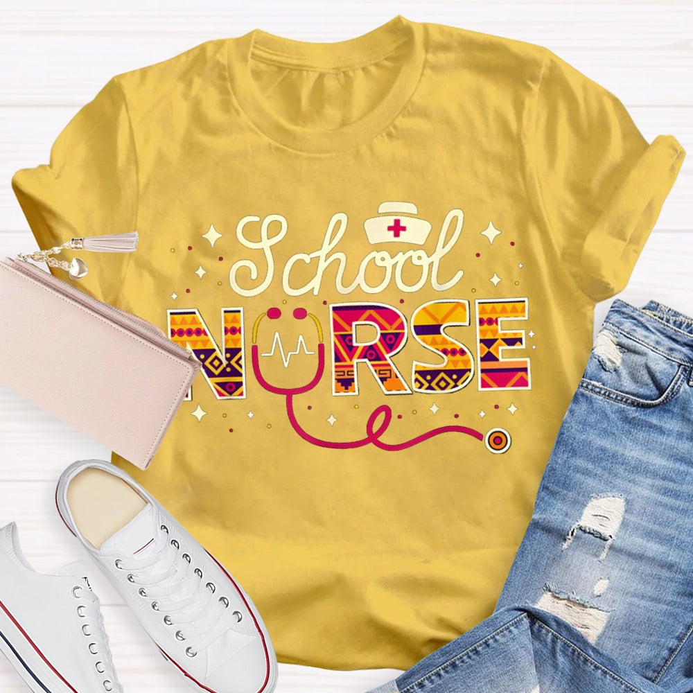 School Nurse Nurse Hat And Stethoscope T-shirt