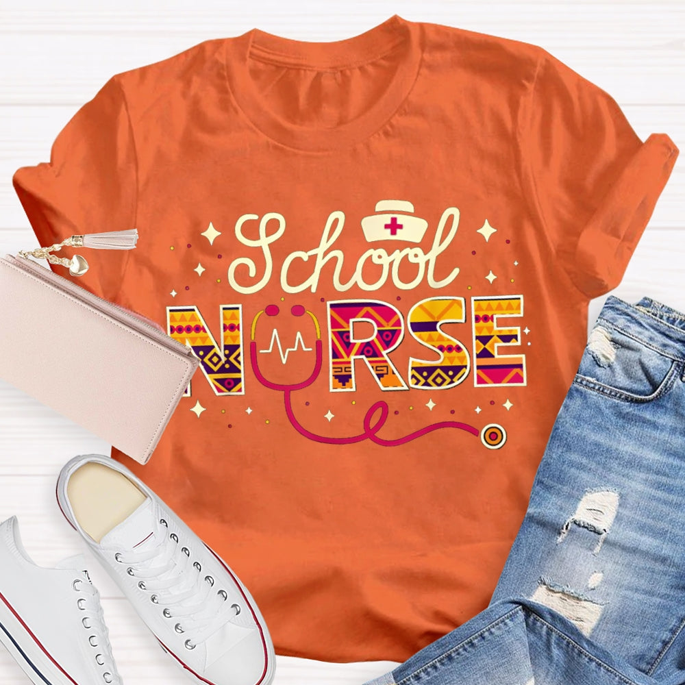 School Nurse Nurse Hat And Stethoscope T-shirt