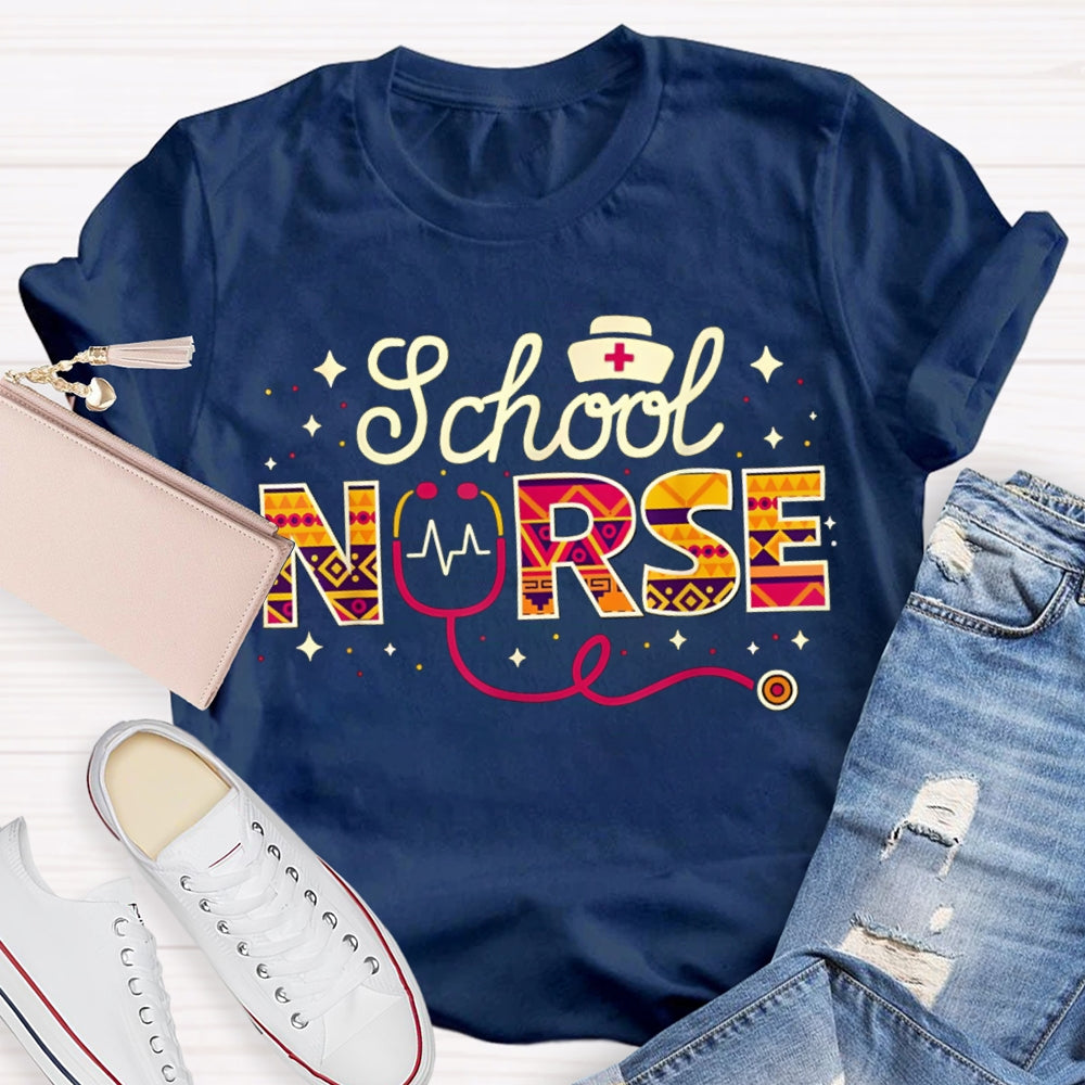 School Nurse Nurse Hat And Stethoscope T-shirt