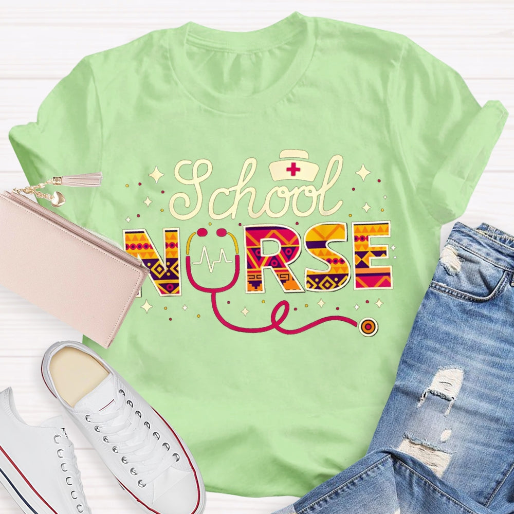 School Nurse Nurse Hat And Stethoscope T-shirt