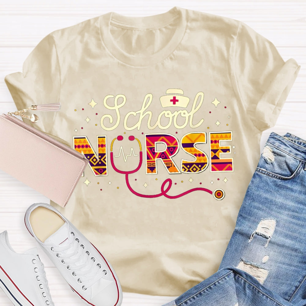 School Nurse Nurse Hat And Stethoscope T-shirt