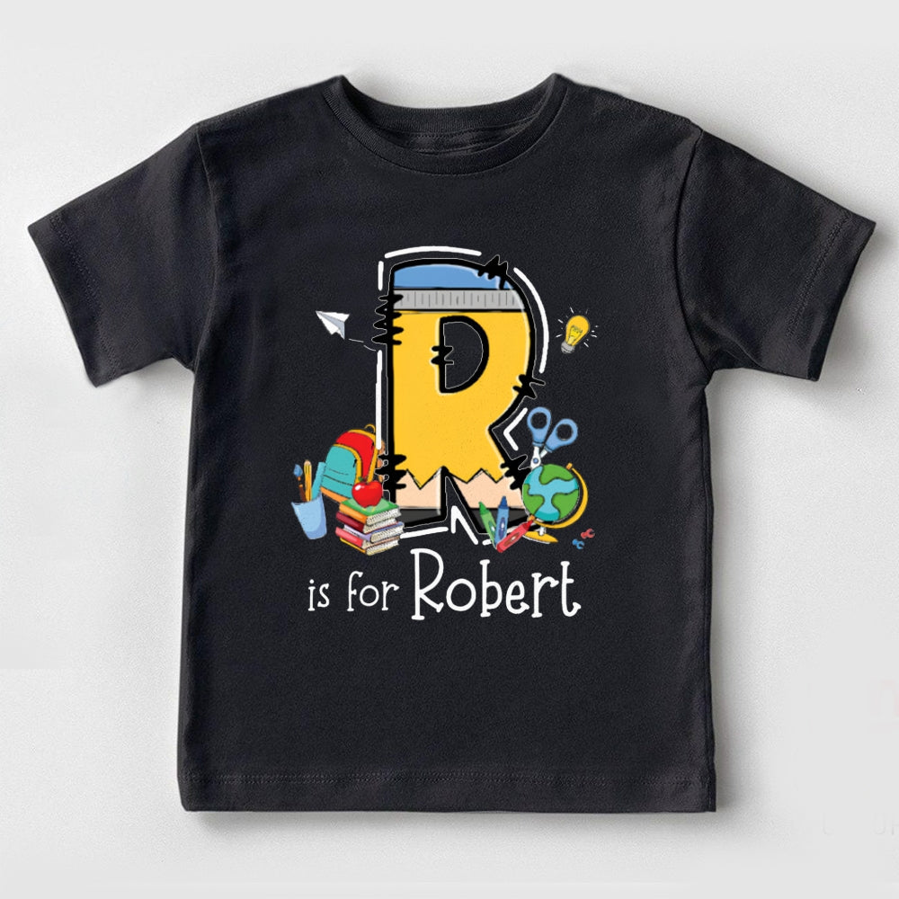 Personalized Name R Is For Robert Small School Bag And Books Toddler T-shirts