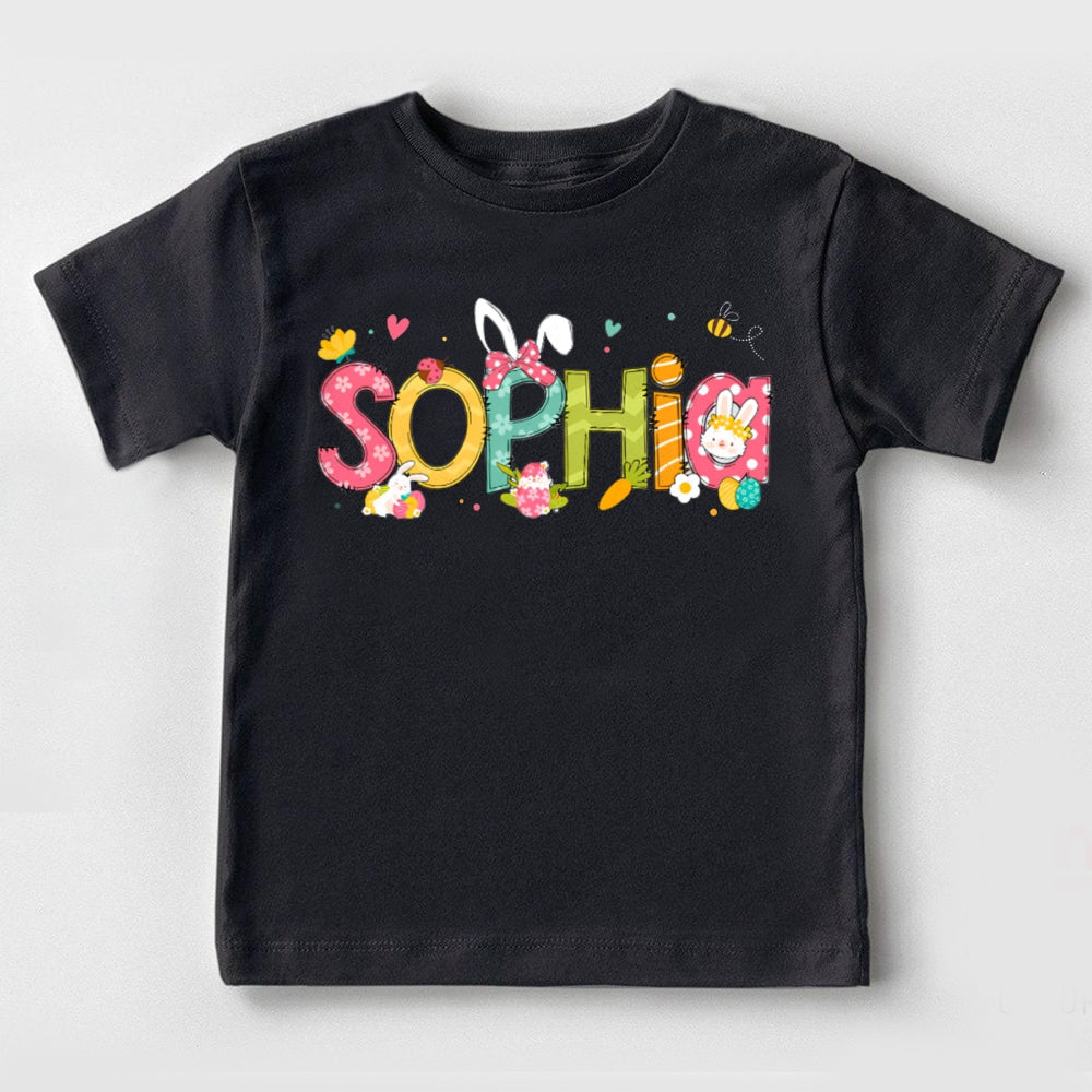 Personalized Name Carrot Bunny And Bow Toddler T-shirts