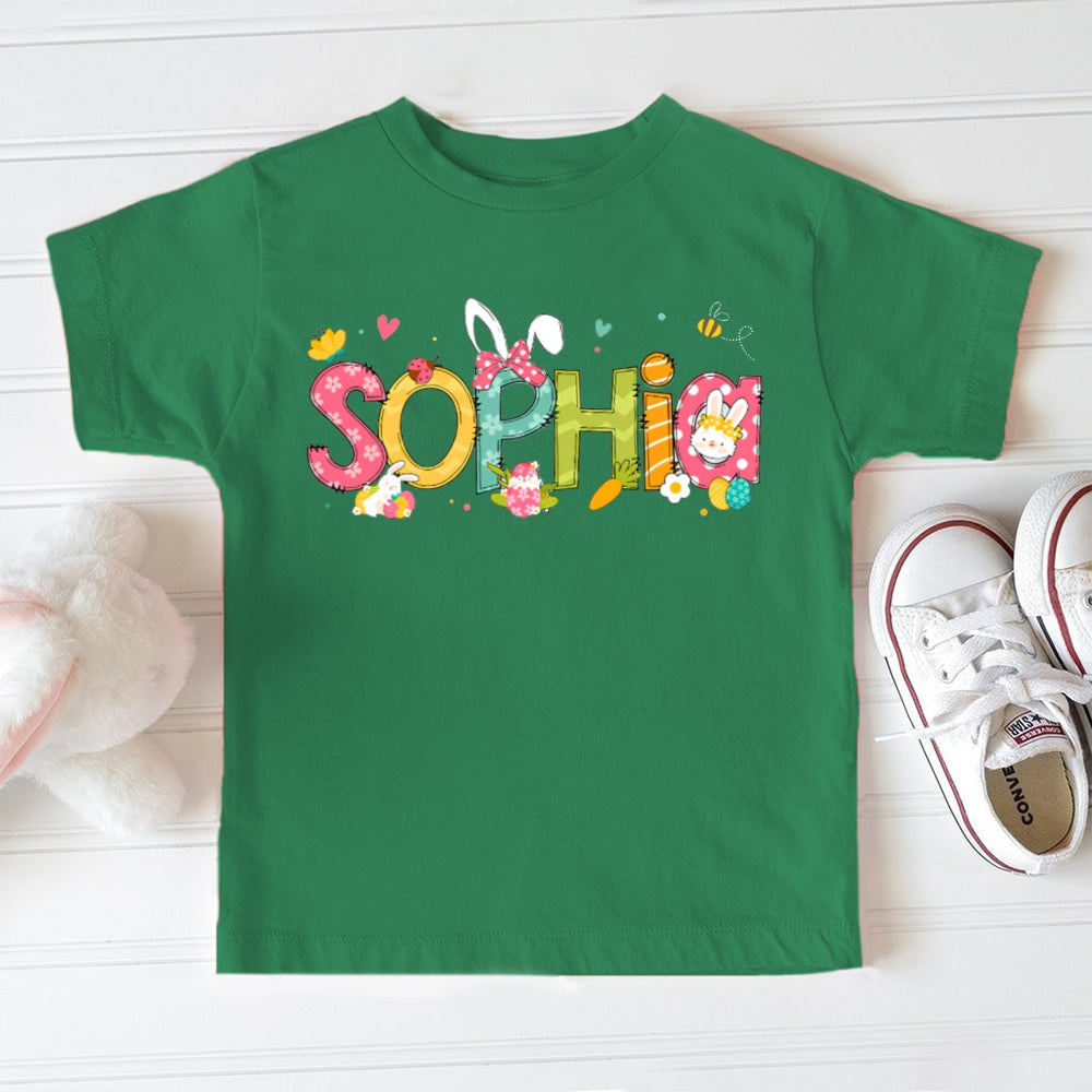 Personalized Name Carrot Bunny And Bow Toddler T-shirts