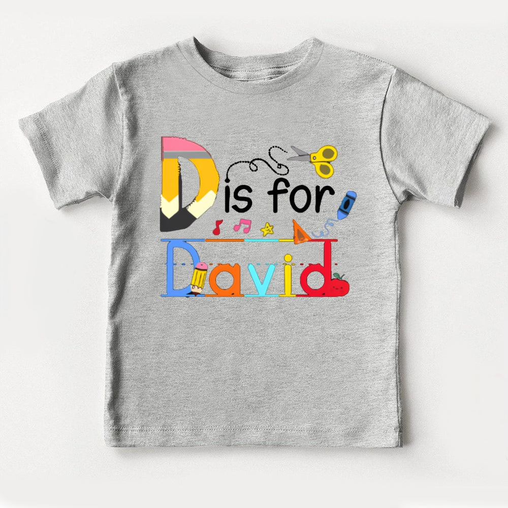 Personalized Name D Is For David Colorful Letters And Crayons Toddler T-shirts