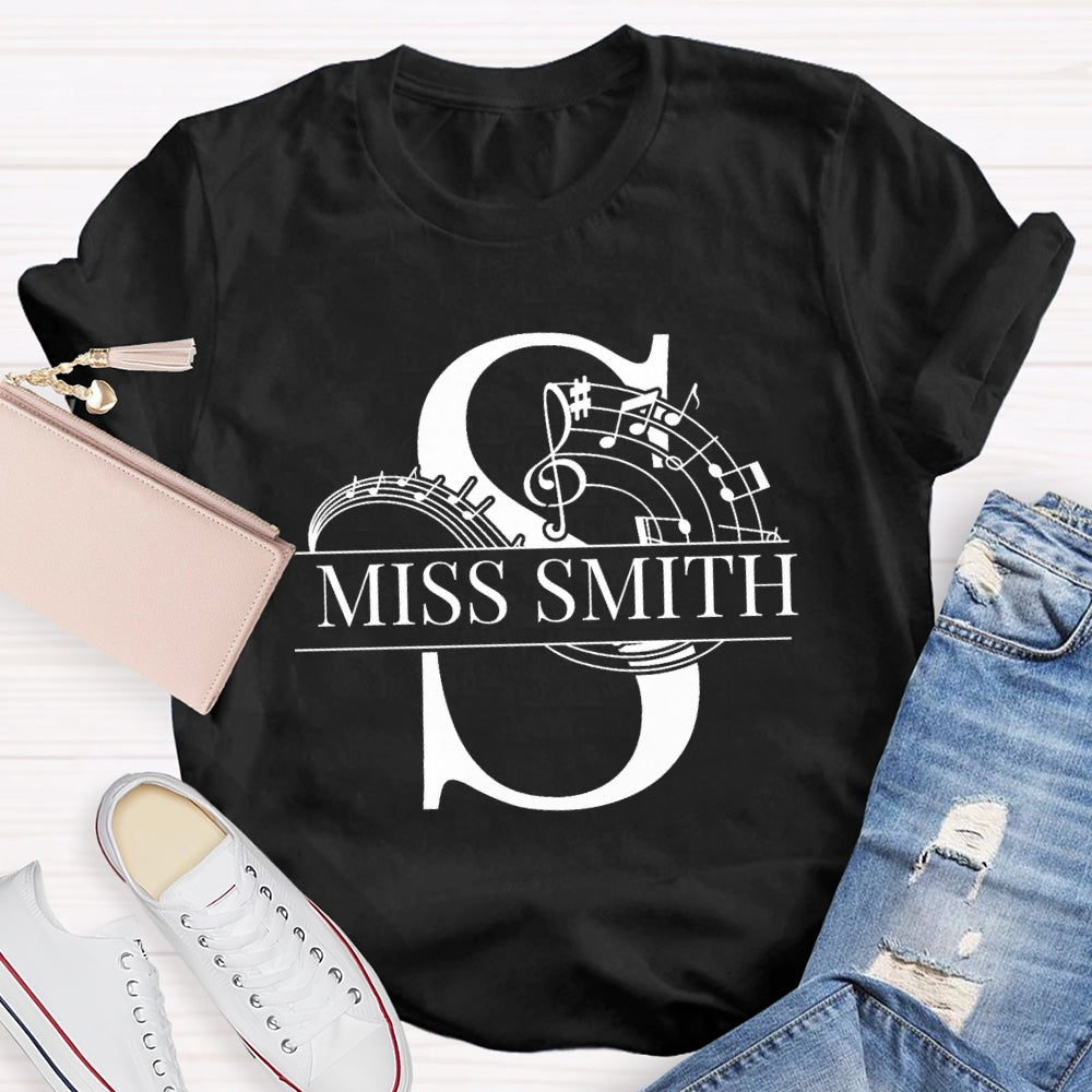 Personalized Music Teacher Name Notes T-Shirt