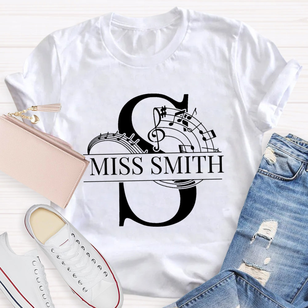 Personalized Music Teacher Name Notes T-Shirt