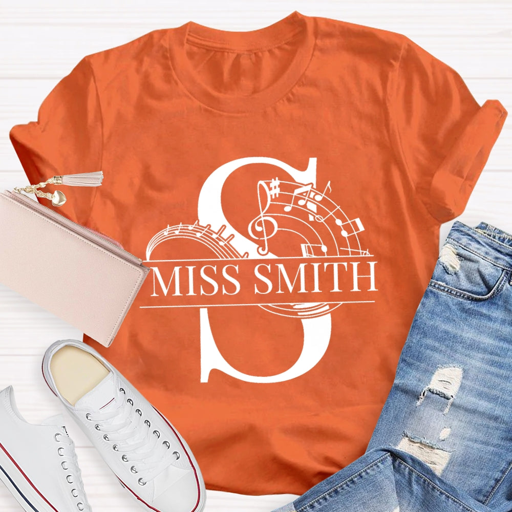 Personalized Music Teacher Name Notes T-Shirt