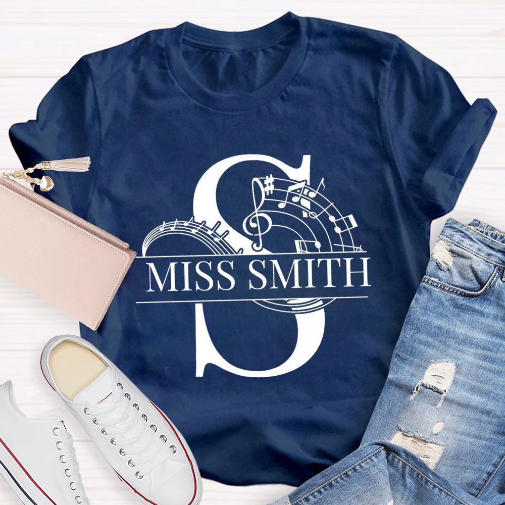Personalized Music Teacher Name Notes T-Shirt