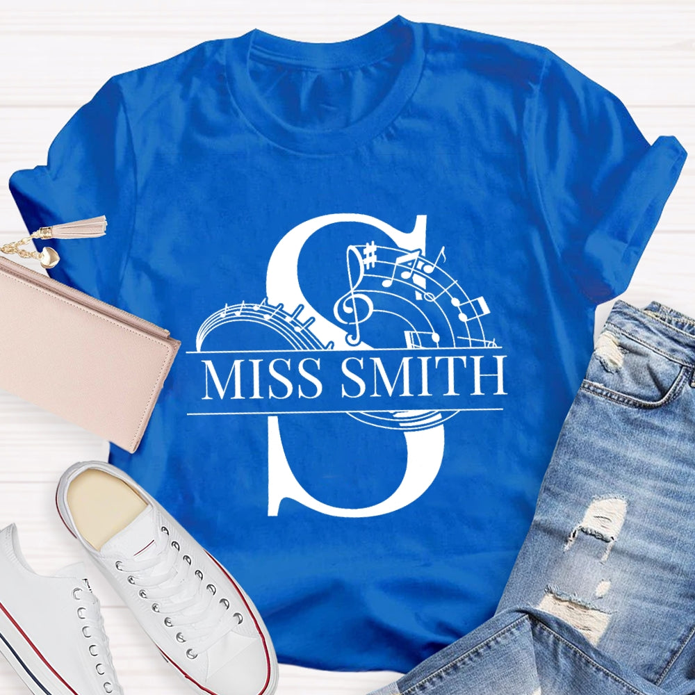 Personalized Music Teacher Name Notes T-Shirt