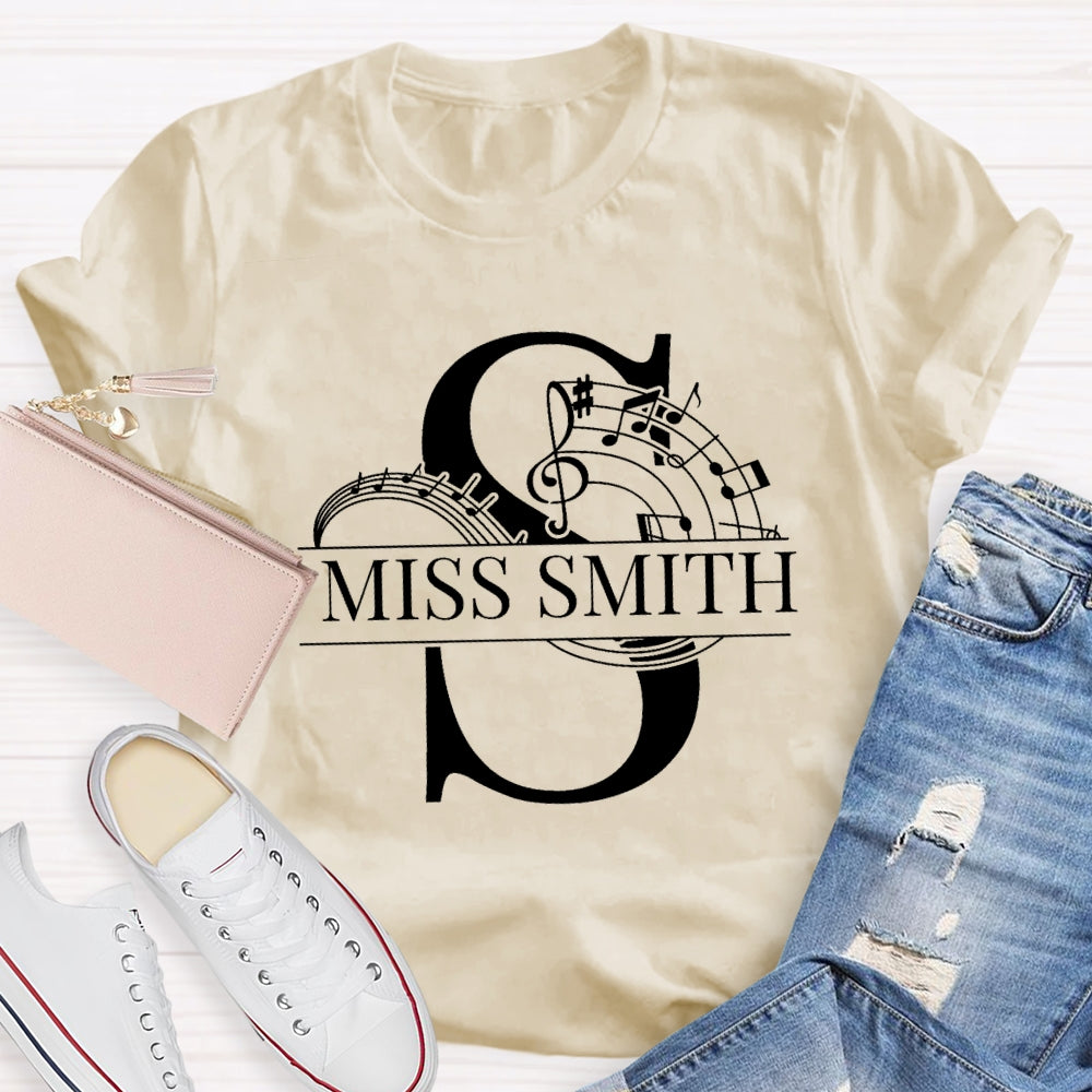 Personalized Music Teacher Name Notes T-Shirt