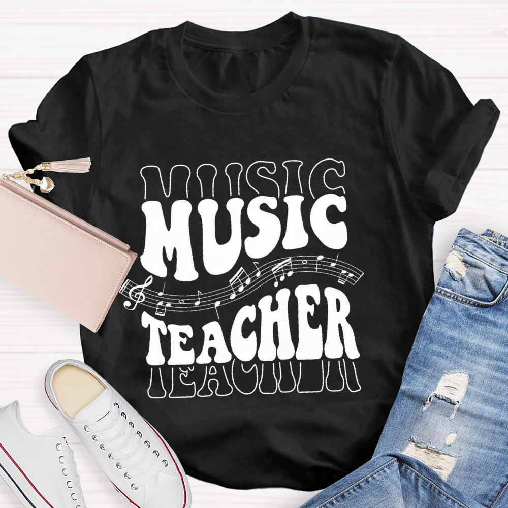 Music Line Notation Music Teacher Funny  T-shirt