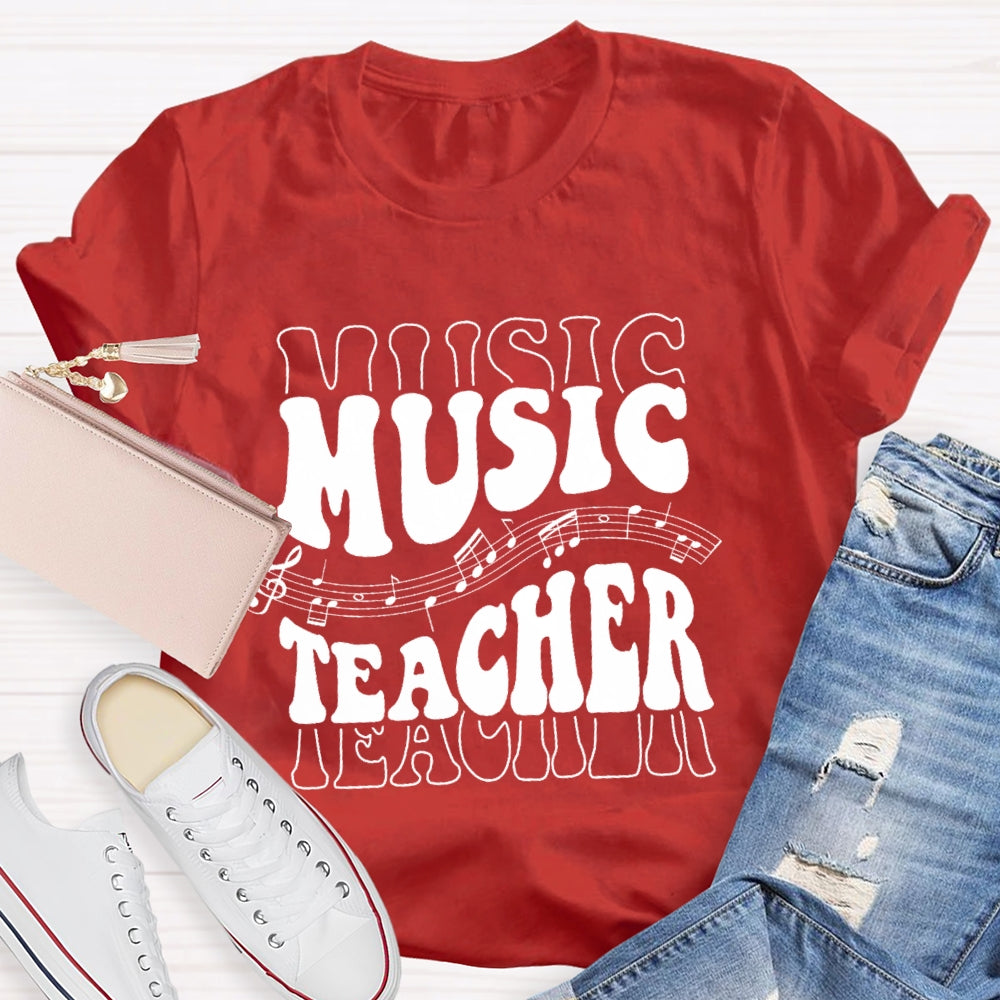 Music Line Notation Music Teacher Funny  T-shirt