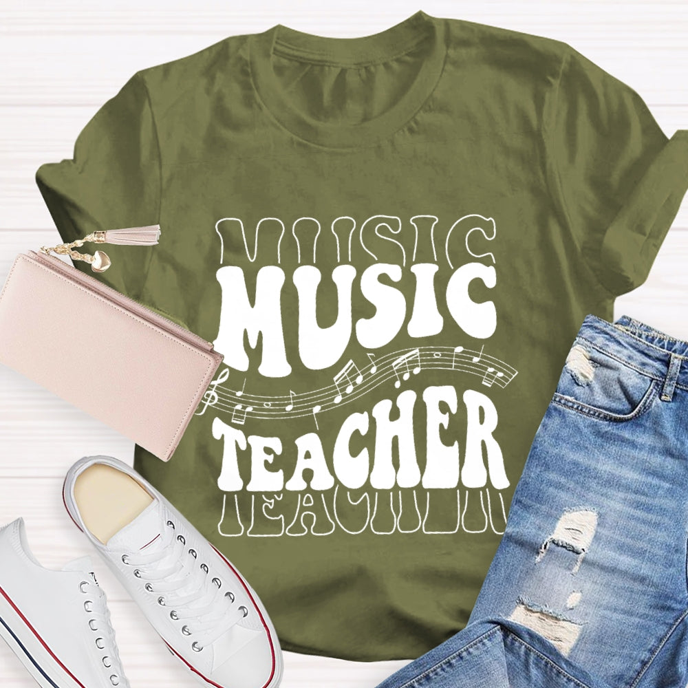 Music Line Notation Music Teacher Funny  T-shirt