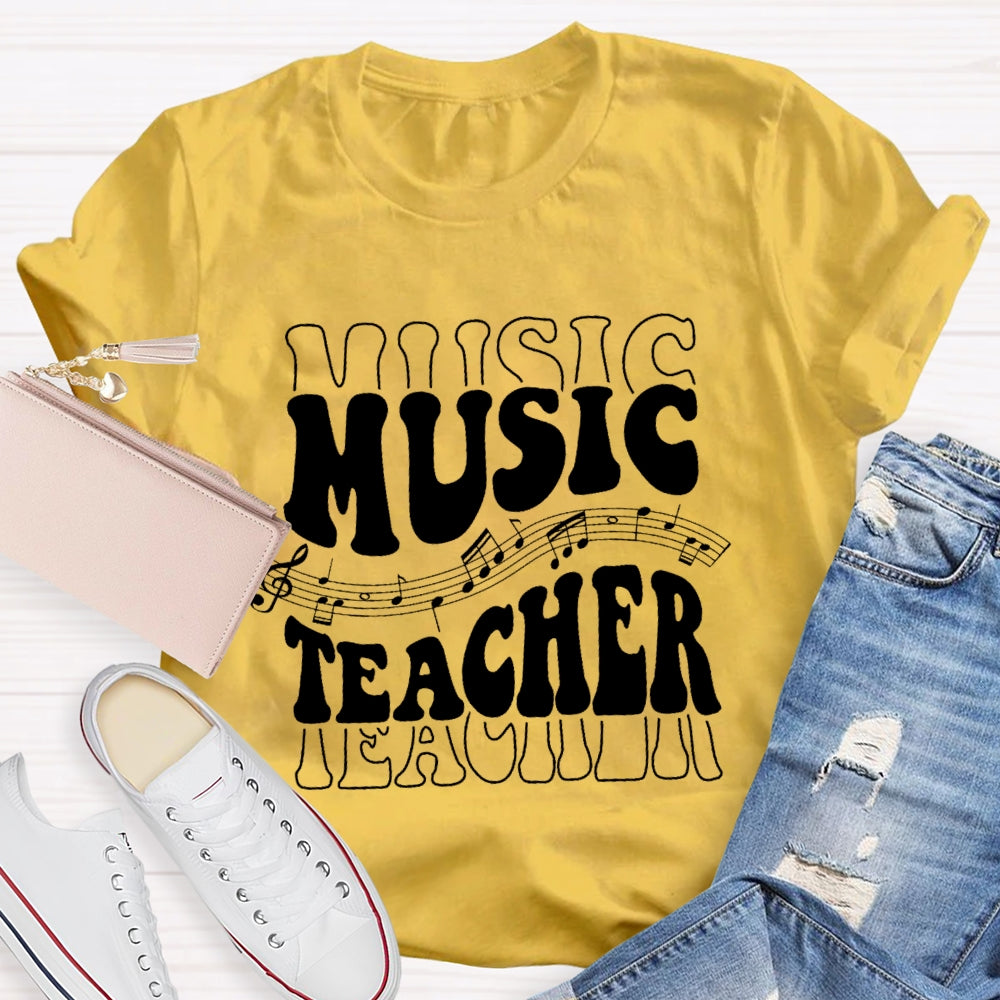 Music Line Notation Music Teacher Funny  T-shirt