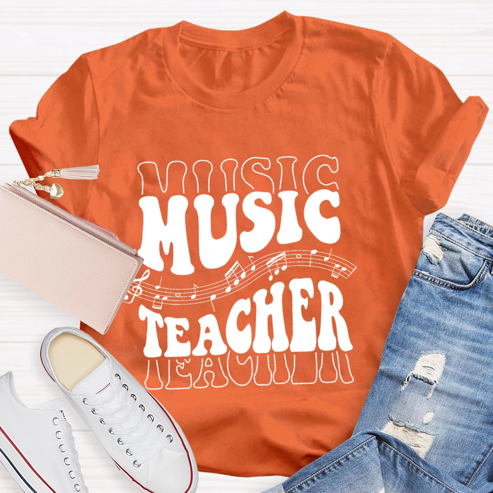 Music Line Notation Music Teacher Funny  T-shirt