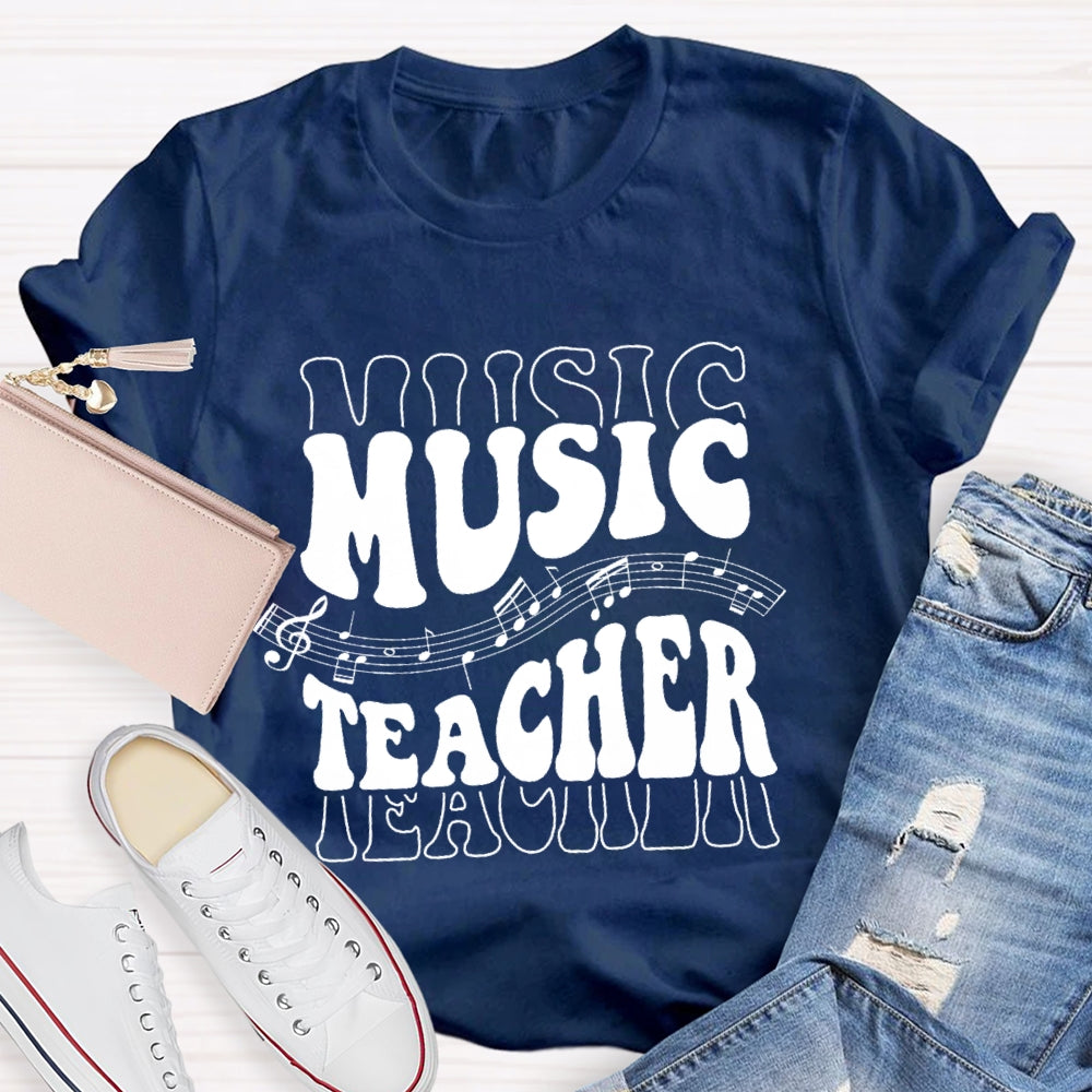 Music Line Notation Music Teacher Funny  T-shirt