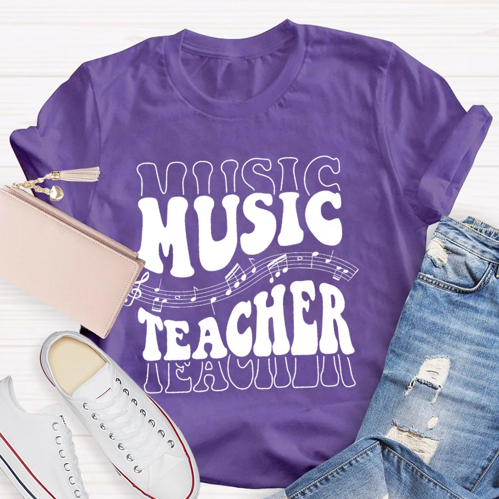 Music Line Notation Music Teacher Funny  T-shirt