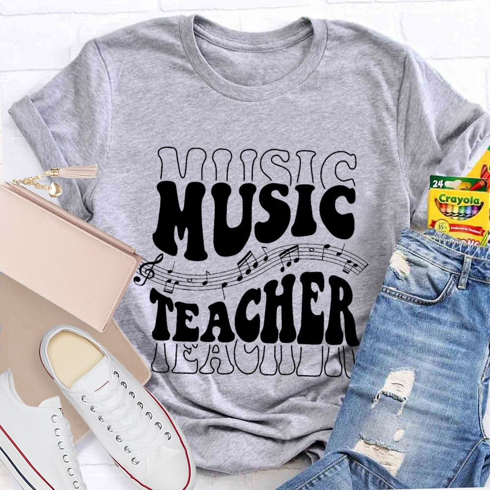 Music Line Notation Music Teacher Funny  T-shirt