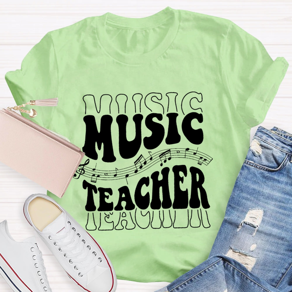 Music Line Notation Music Teacher Funny  T-shirt