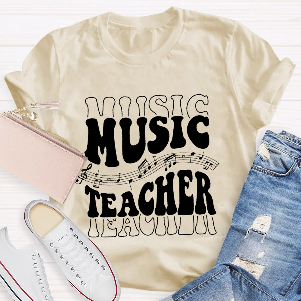 Music Line Notation Music Teacher Funny  T-shirt