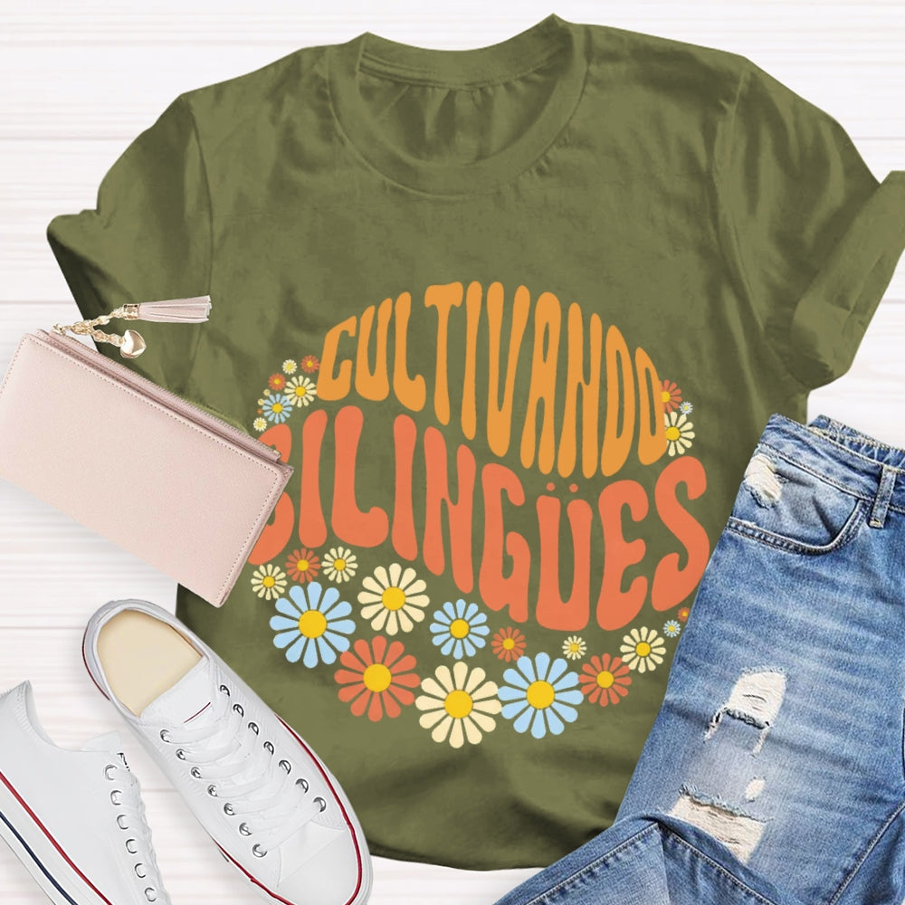 Cultivando Bilingues Dual Language Crew Bilingual Teacher  T-shirt