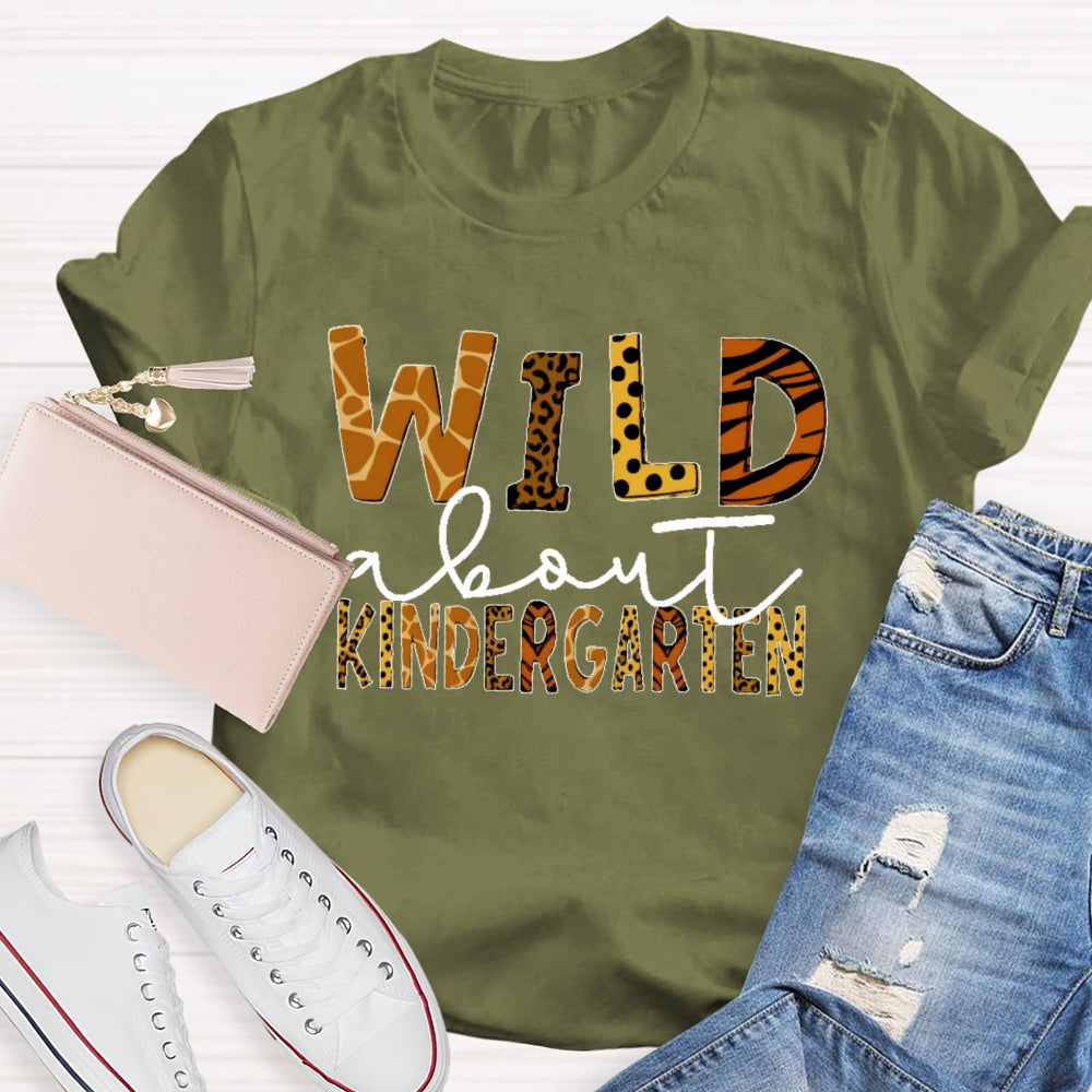 Personalized Grade Wild About Kindergarten T-shirt