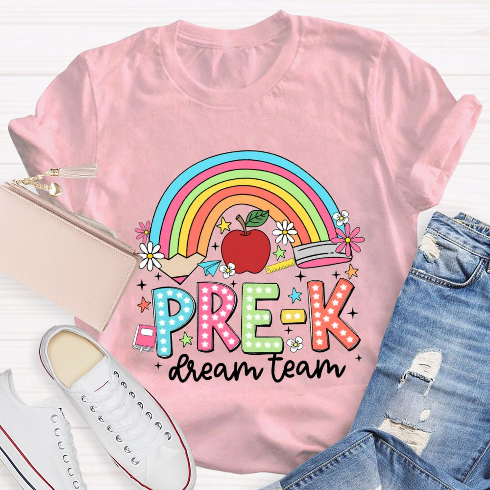 Personalized Grade Rainbow Pencil Pre-K Teacher T-Shirt