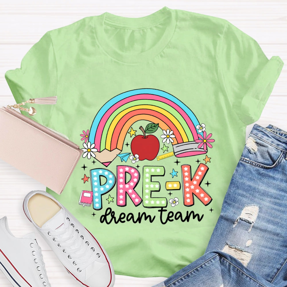 Personalized Grade Rainbow Pencil Pre-K Teacher T-Shirt