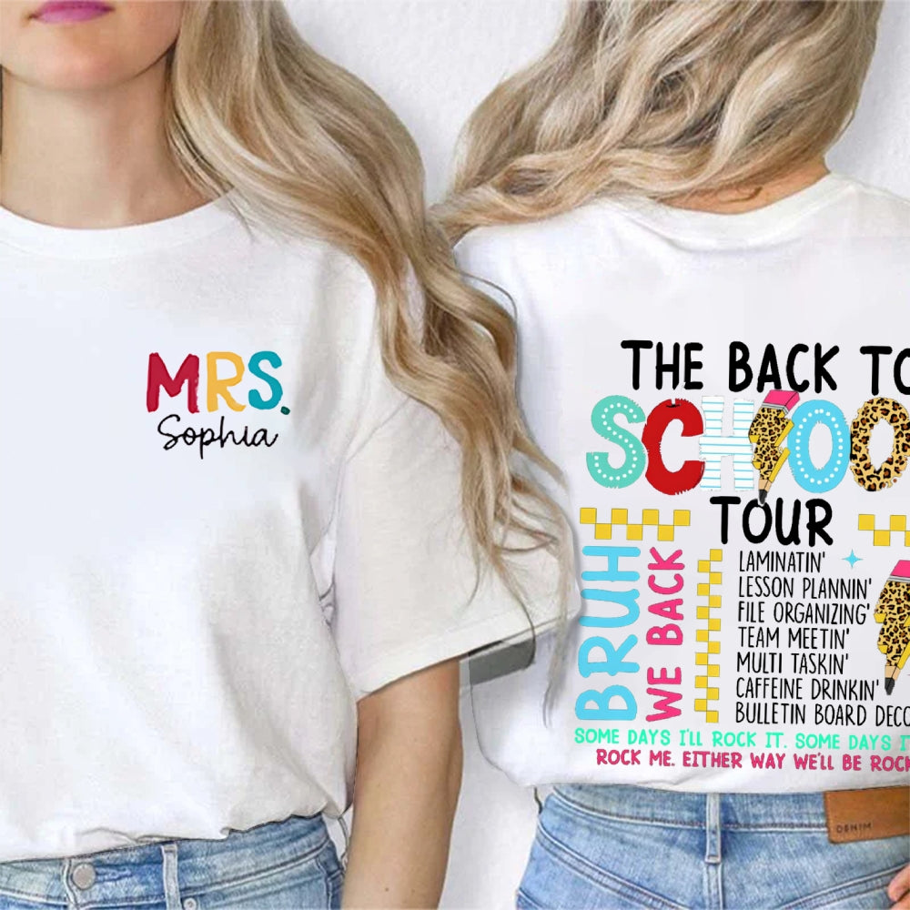 Personalized Name The Back To School Tour Double Printed T-Shirt