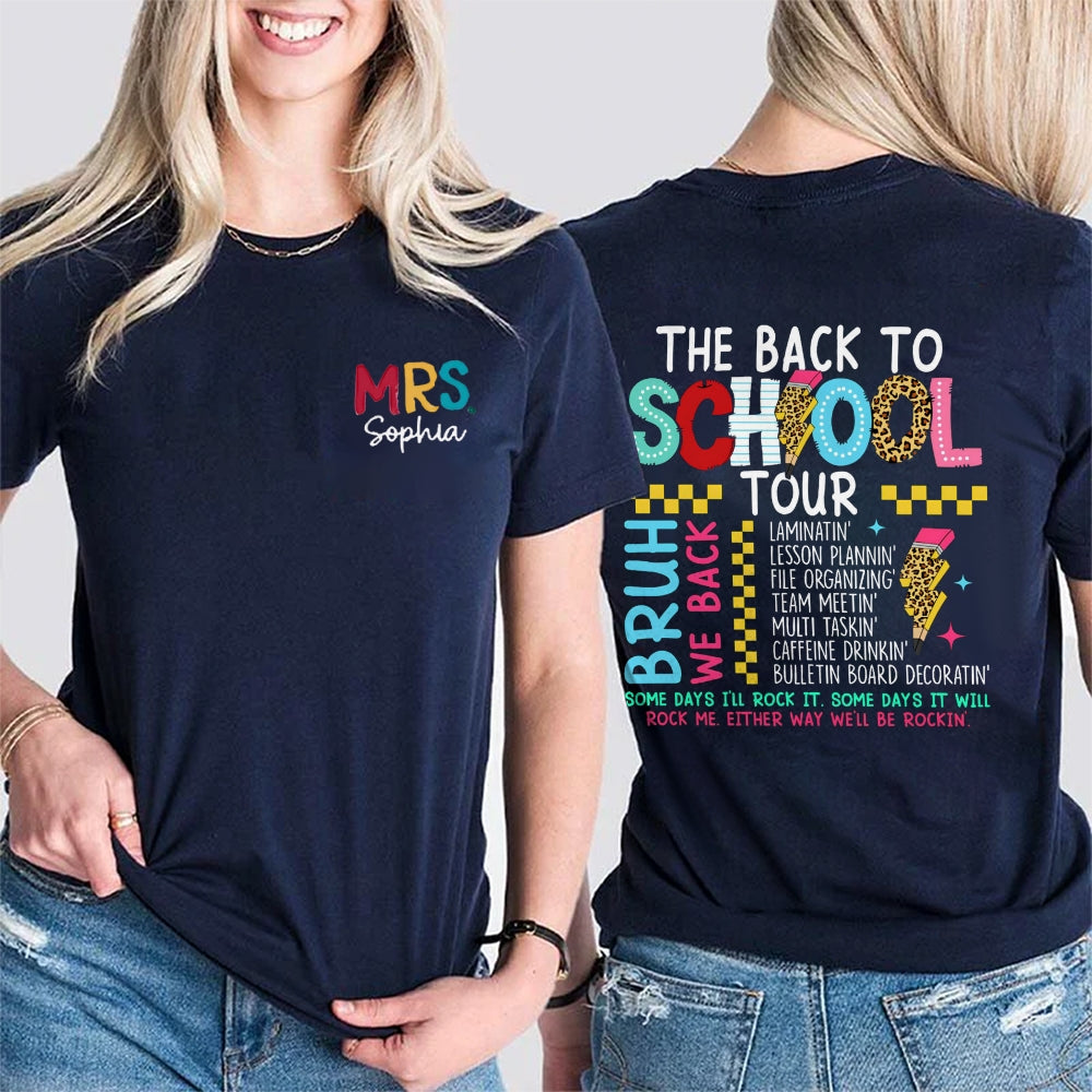 Personalized Name The Back To School Tour Double Printed T-Shirt