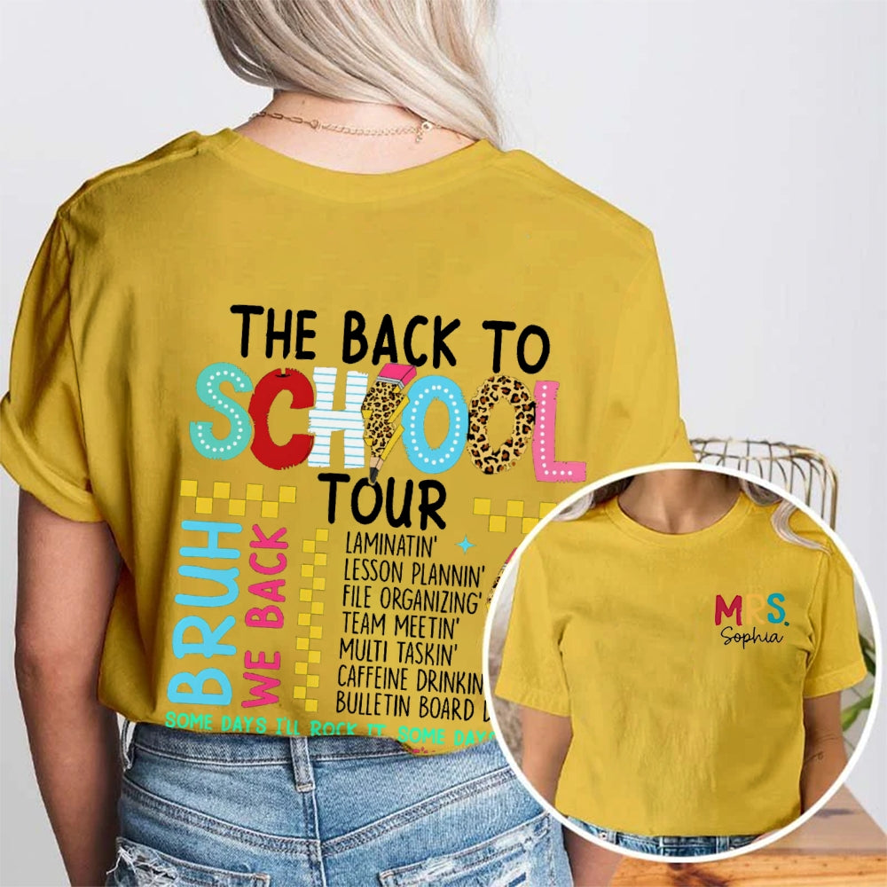 Personalized Name The Back To School Tour Double Printed T-Shirt