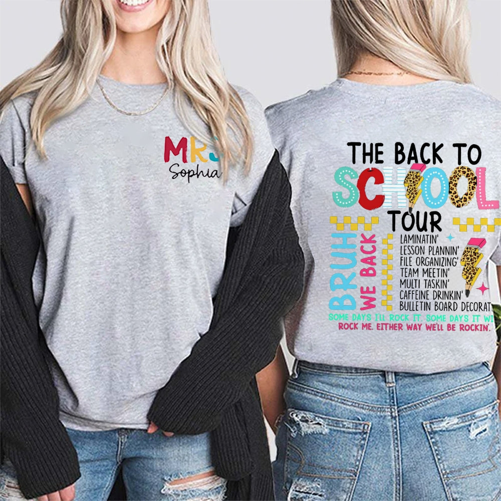 Personalized Name The Back To School Tour Double Printed T-Shirt