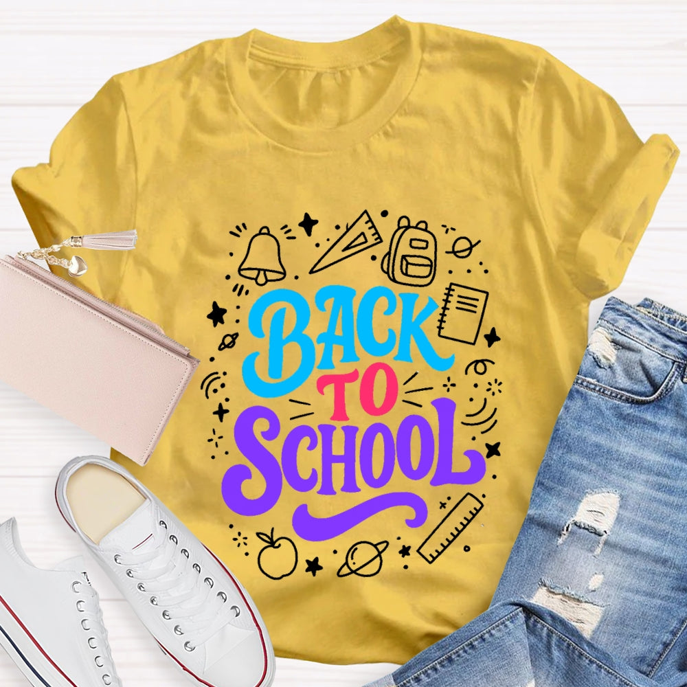 Back To School Colorful Letter With Learning Supplies T-Shirt