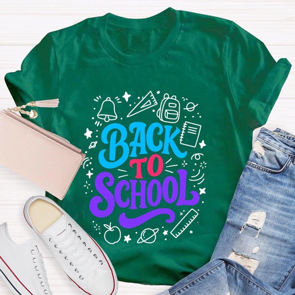 Back To School Colorful Letter With Learning Supplies T-Shirt