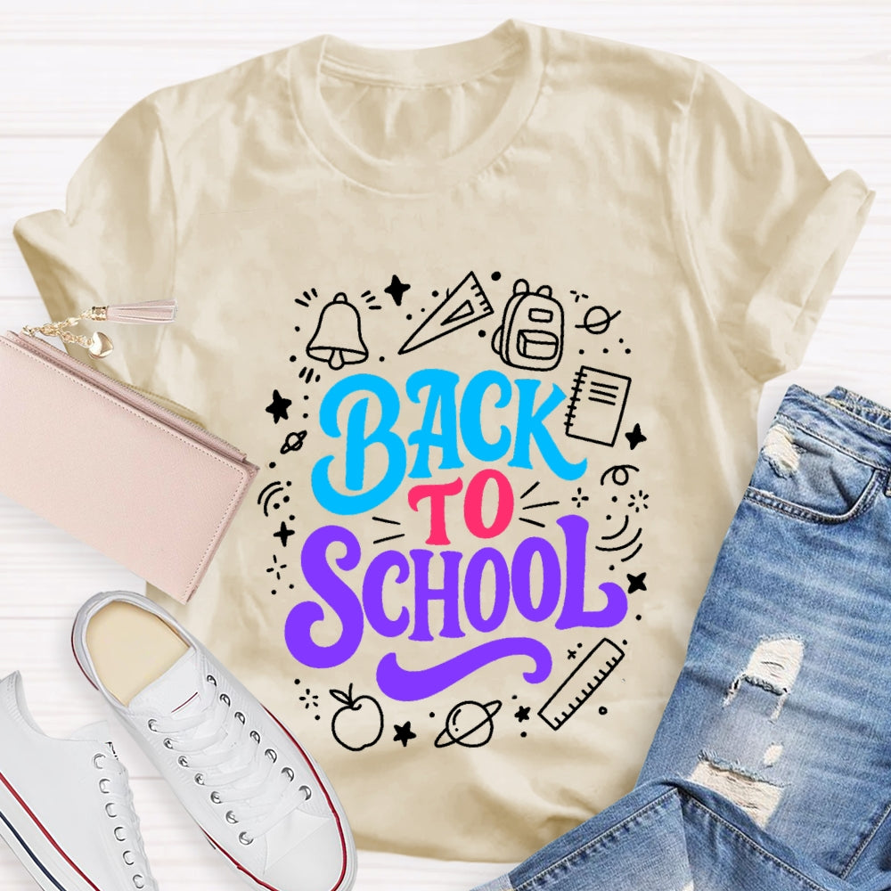 Back To School Colorful Letter With Learning Supplies T-Shirt