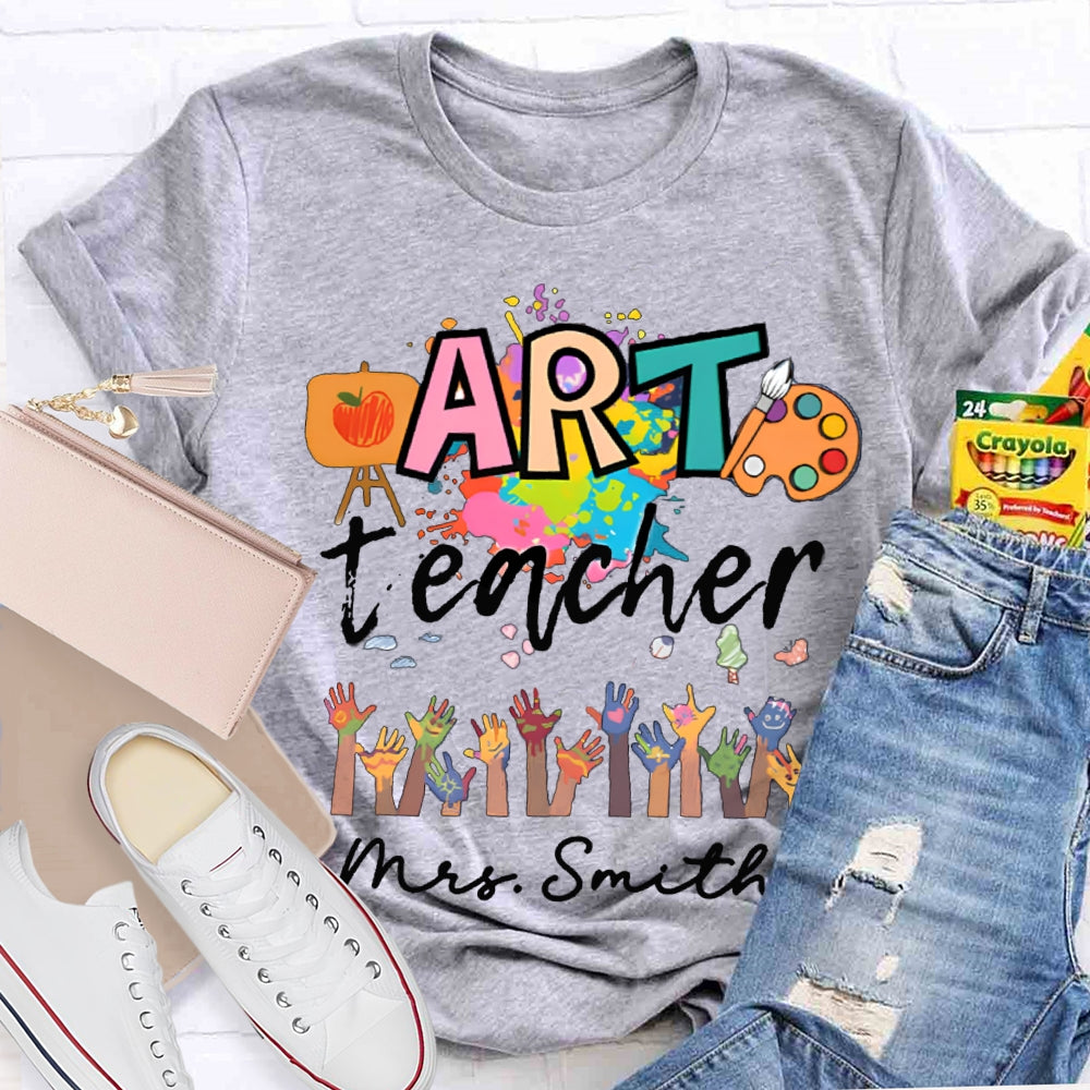 Personalized Art Teachers Name Let's Draw Together T-Shirt