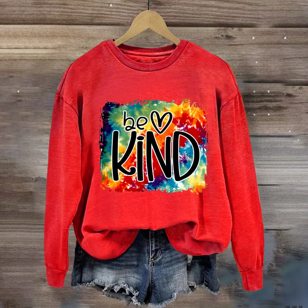 Be Kind For Everyone Gradient Watercolor Print Sweatshirt